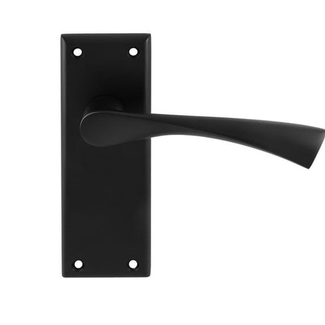 This is an image of Carlisle Brass - Serozzetta Venti Lever on Latch Backplate - Matt Black available to order from T.H Wiggans Architectural Ironmongery in Kendal, quick delivery and discounted prices.
