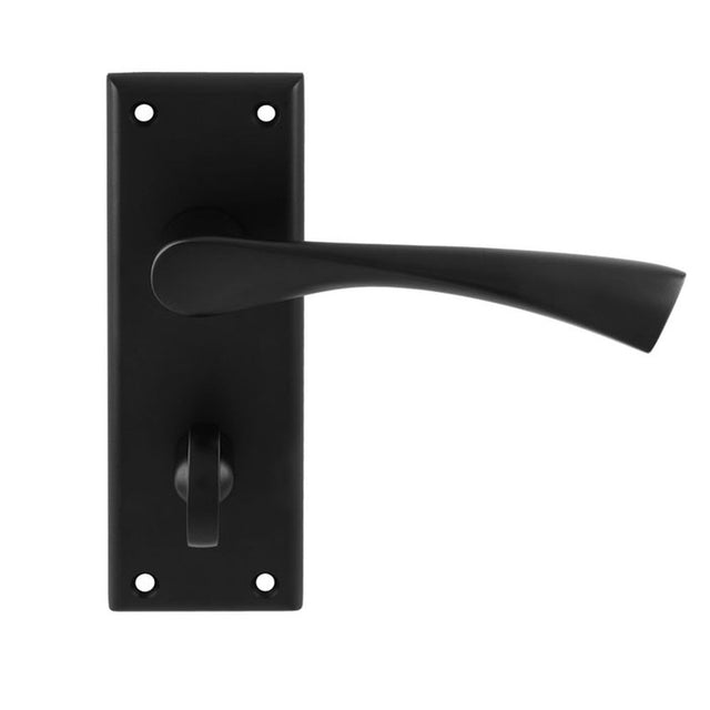 This is an image of Carlisle Brass - Serozzetta Venti Lever on Bathroom Backplate - Matt Black available to order from T.H Wiggans Architectural Ironmongery in Kendal, quick delivery and discounted prices.
