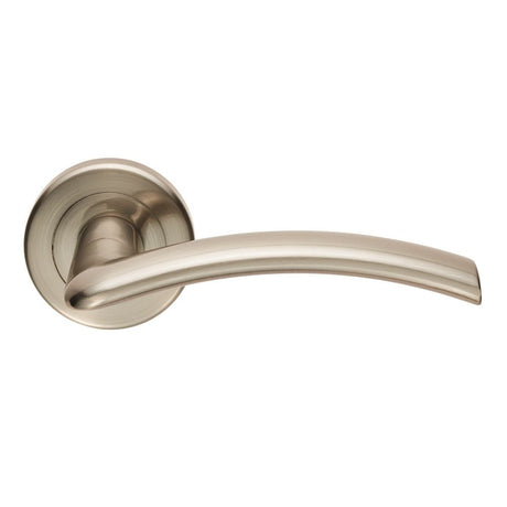 This is an image of Serozzetta - Trenta Lever on Rose - Satin Nickel available to order from T.H Wiggans Architectural Ironmongery in Kendal, quick delivery and discounted prices.