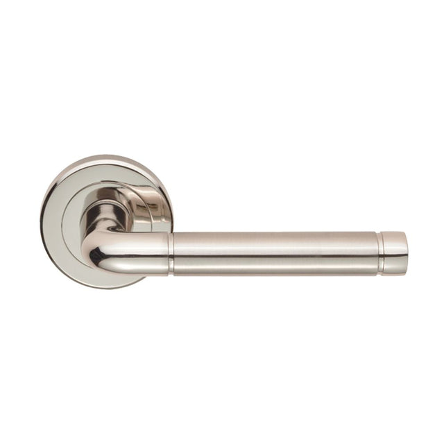 This is an image of Serozzetta - Quaranta Lever on Rose - Polished Nickel/Satin Nickel available to order from T.H Wiggans Architectural Ironmongery in Kendal, quick delivery and discounted prices.