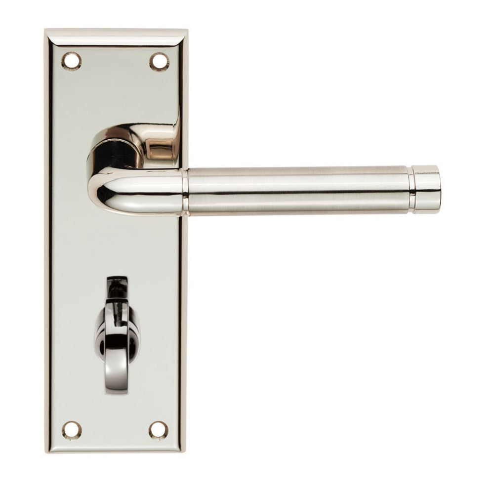 This is an image of Serozzetta - Quaranta Lever on Bathroom Backplate - Polished Nickel/Satin Nickel available to order from T.H Wiggans Architectural Ironmongery in Kendal, quick delivery and discounted prices.