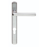 This is an image of Serozzetta - Rosa Lever on Narrow Plate 92mm c/c - Satin Chrome available to order from T.H Wiggans Architectural Ironmongery in Kendal, quick delivery and discounted prices.