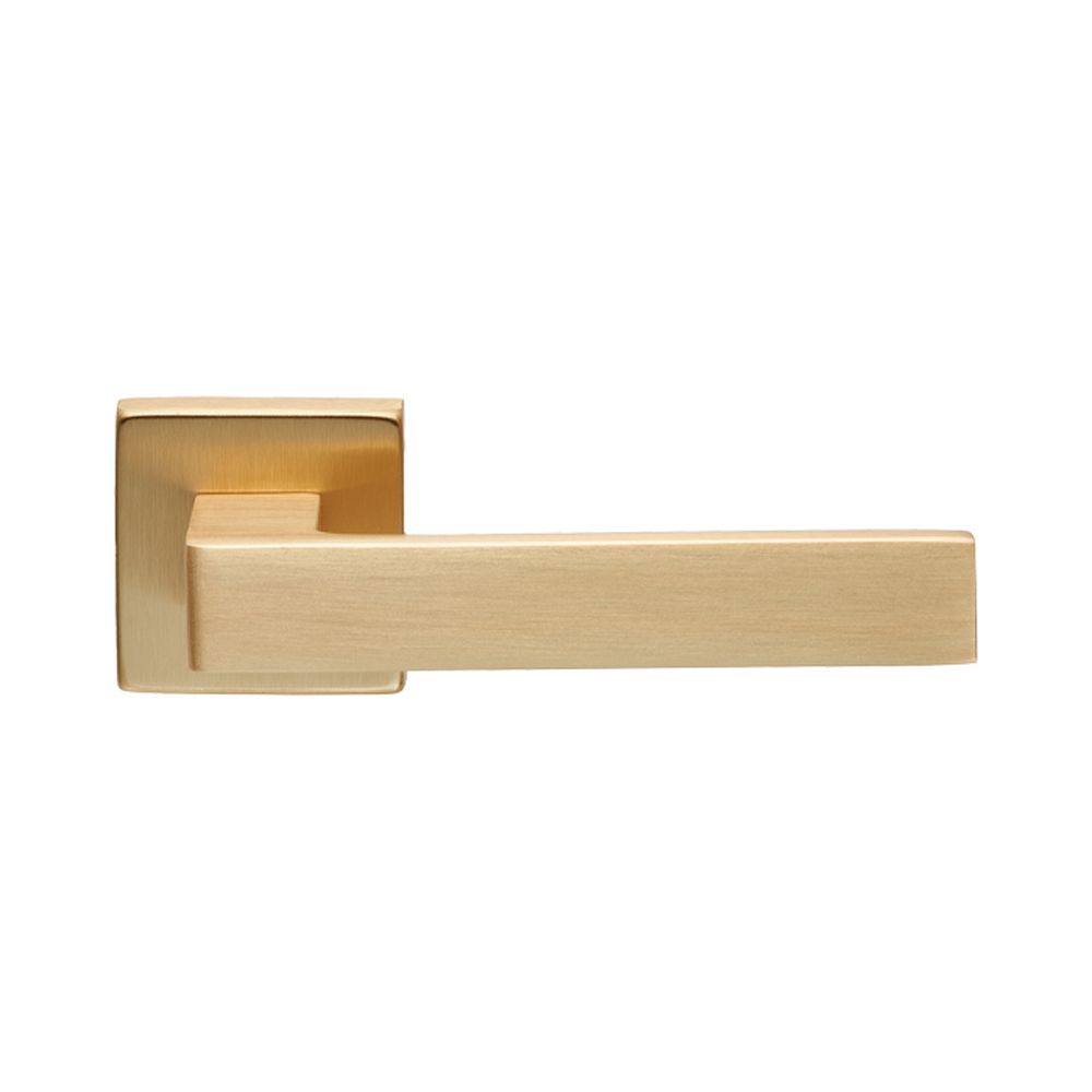 This is an image of Manital - Techna Lever on Square Rose Satin Brass - Satin Brass available to order from T.H Wiggans Architectural Ironmongery in Kendal, quick delivery and discounted prices.