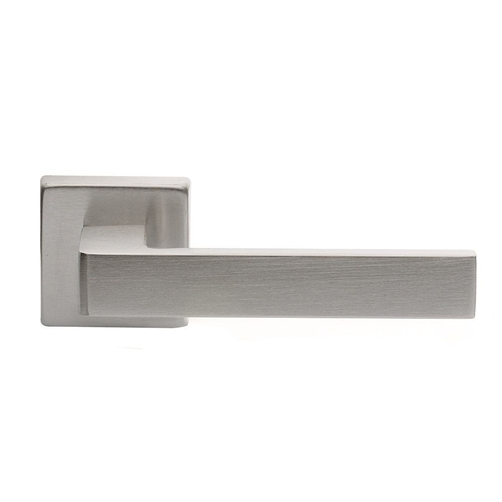 This is an image of Manital - Techna Lever on Square Rose - Satin Chrome available to order from T.H Wiggans Architectural Ironmongery in Kendal, quick delivery and discounted prices.