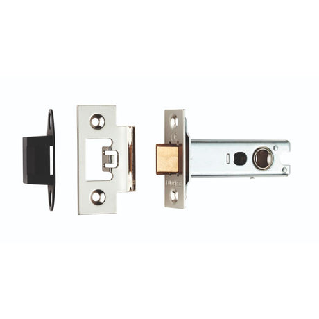 This is an image of a Eurospec - Heavy Sprung Tubular Latch 76mm - Nickel Plate that is availble to order from T.H Wiggans Architectural Ironmongery in Kendal.