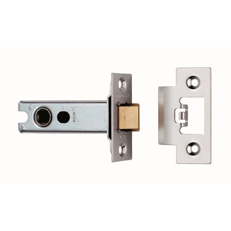 This is an image of a Eurospec - Tubular Latch 76mm - Satin Chrome that is availble to order from T.H Wiggans Architectural Ironmongery in Kendal.