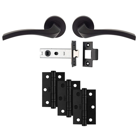 This is an image of Carlisle Brass - Sines Latch Pack - Ultimate Door Pack - Matt Black available to order from T.H Wiggans Architectural Ironmongery in Kendal, quick delivery and discounted prices.