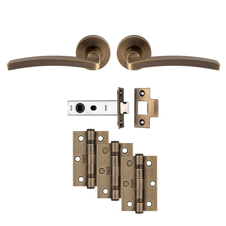 This is an image of Carlisle Brass - Tavira Latch Pack - Ultimate Door Pack - Antique Brass available to order from T.H Wiggans Architectural Ironmongery in Kendal, quick delivery and discounted prices.