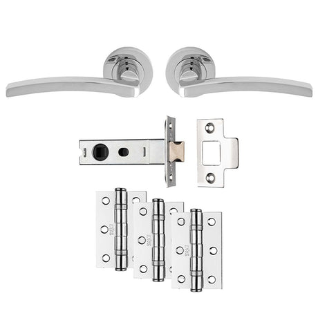 This is an image of Carlisle Brass - Tavira Latch Pack - Ultimate Door Pack - Polished Chrome available to order from T.H Wiggans Architectural Ironmongery in Kendal, quick delivery and discounted prices.