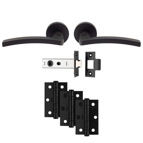 This is an image of Carlisle Brass - Tavira Latch Pack - Ultimate Door Pack - Matt Black available to order from T.H Wiggans Architectural Ironmongery in Kendal, quick delivery and discounted prices.