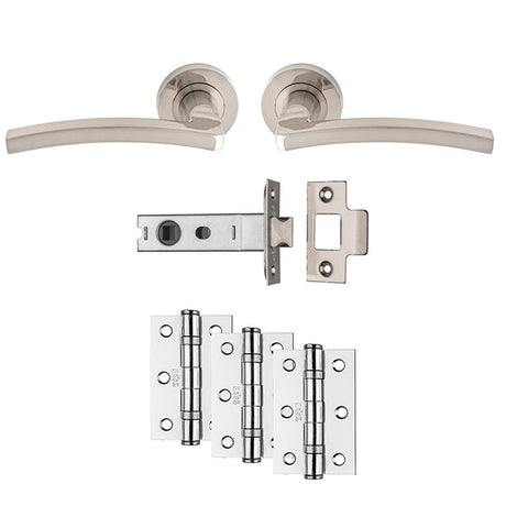 This is an image of Carlisle Brass - Tavira Latch Pack - Ultimate Door Pack - Satin Nickel available to order from T.H Wiggans Architectural Ironmongery in Kendal, quick delivery and discounted prices.