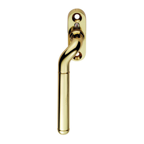 This is an image of a Carlisle Brass - Cranked Locking Espagnolette Handle L/H - Polished Brass that is availble to order from T.H Wiggans Architectural Ironmongery in Kendal in Kendal.