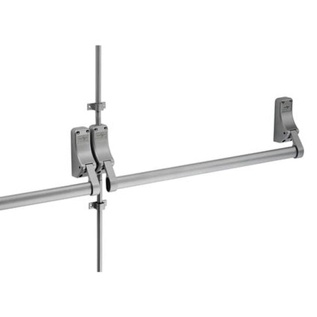 This is an image of a Eurospec - Rebated Double Door Push Bar Panic Bolt/Latch Set that is availble to order from T.H Wiggans Architectural Ironmongery in Kendal in Kendal.