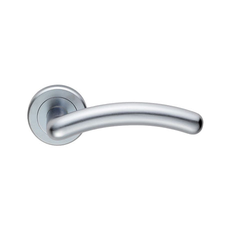 This is an image of Serozzetta - Noxia Lever On Rose - Satin Chrome available to order from T.H Wiggans Architectural Ironmongery in Kendal, quick delivery and discounted prices.