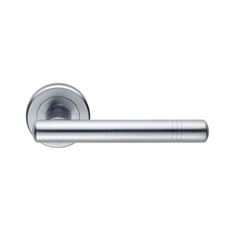 This is an image of Serozzetta - Atalaya Lever On Rose - Satin Chrome available to order from T.H Wiggans Architectural Ironmongery in Kendal, quick delivery and discounted prices.