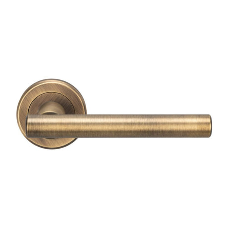 This is an image of Serozzetta - Philadelphia Lever On Rose - Antique Brass available to order from T.H Wiggans Architectural Ironmongery in Kendal, quick delivery and discounted prices.