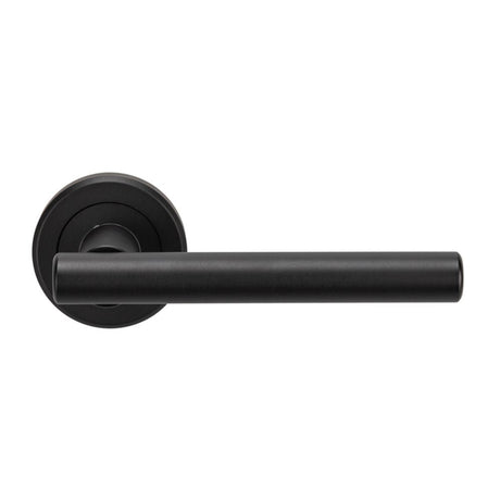 This is an image of Serozzetta - Philadelphia Lever On Rose - Matt Black available to order from T.H Wiggans Architectural Ironmongery in Kendal, quick delivery and discounted prices.