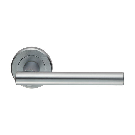 This is an image of Serozzetta - Philadelphia Lever On Rose - Satin Chrome available to order from T.H Wiggans Architectural Ironmongery in Kendal, quick delivery and discounted prices.